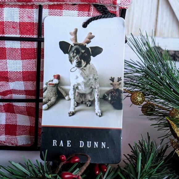 NWT- Rae Dunn Festive Wired Basket With Red & White Checkered Liner - Picture 3 of 5